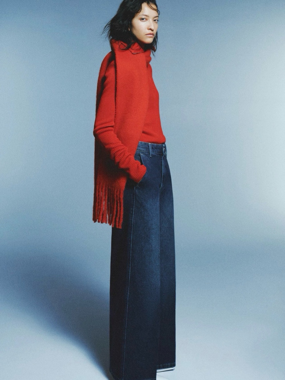 H&M Dark Blue Wide-Leg Jeans